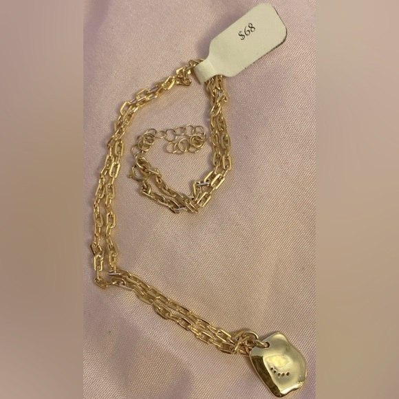 NWT Stamped 1/20 14K GF Chain Necklace Crescent Moon Charm Pendant 5 CZ diamonds - Picture 4 of 4